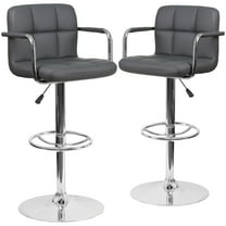 Flash Furniture Genna Vinyl Barstool with Arms, Gray, Set of 2