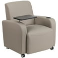 thumbnail image 1 of Flash Furniture George Gray LeatherSoft Guest Chair with Tablet Arm, Front Wheel Casters and Cup Holder, 1 of 12