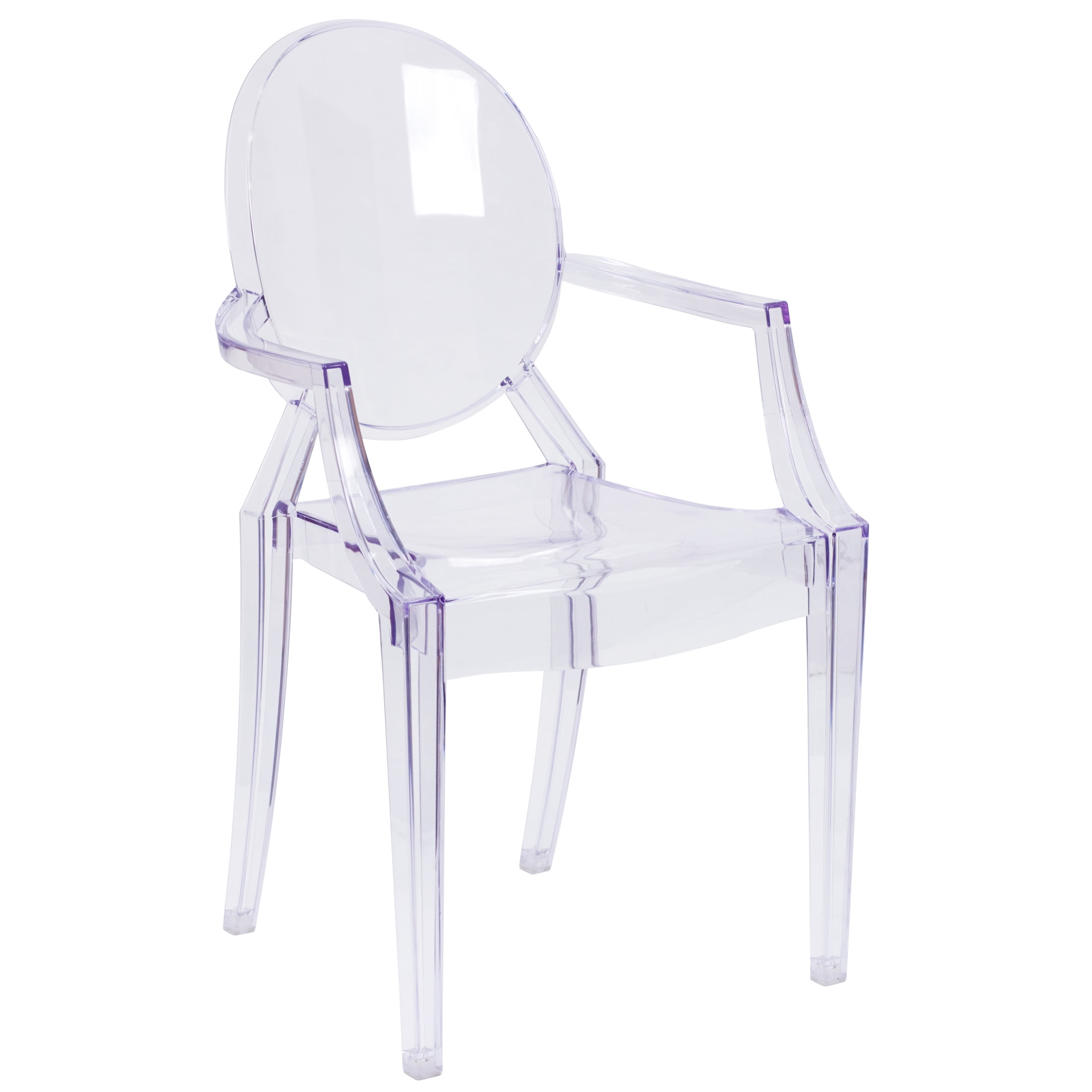 Transparent Crystal Ghost Chair with Arms, Stackable, Scratch