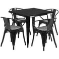 thumbnail image 1 of Flash Furniture Grady Commercial Grade 31.5" Square Black Metal Indoor-Outdoor Table Set with 4 Arm Chairs, 1 of 5
