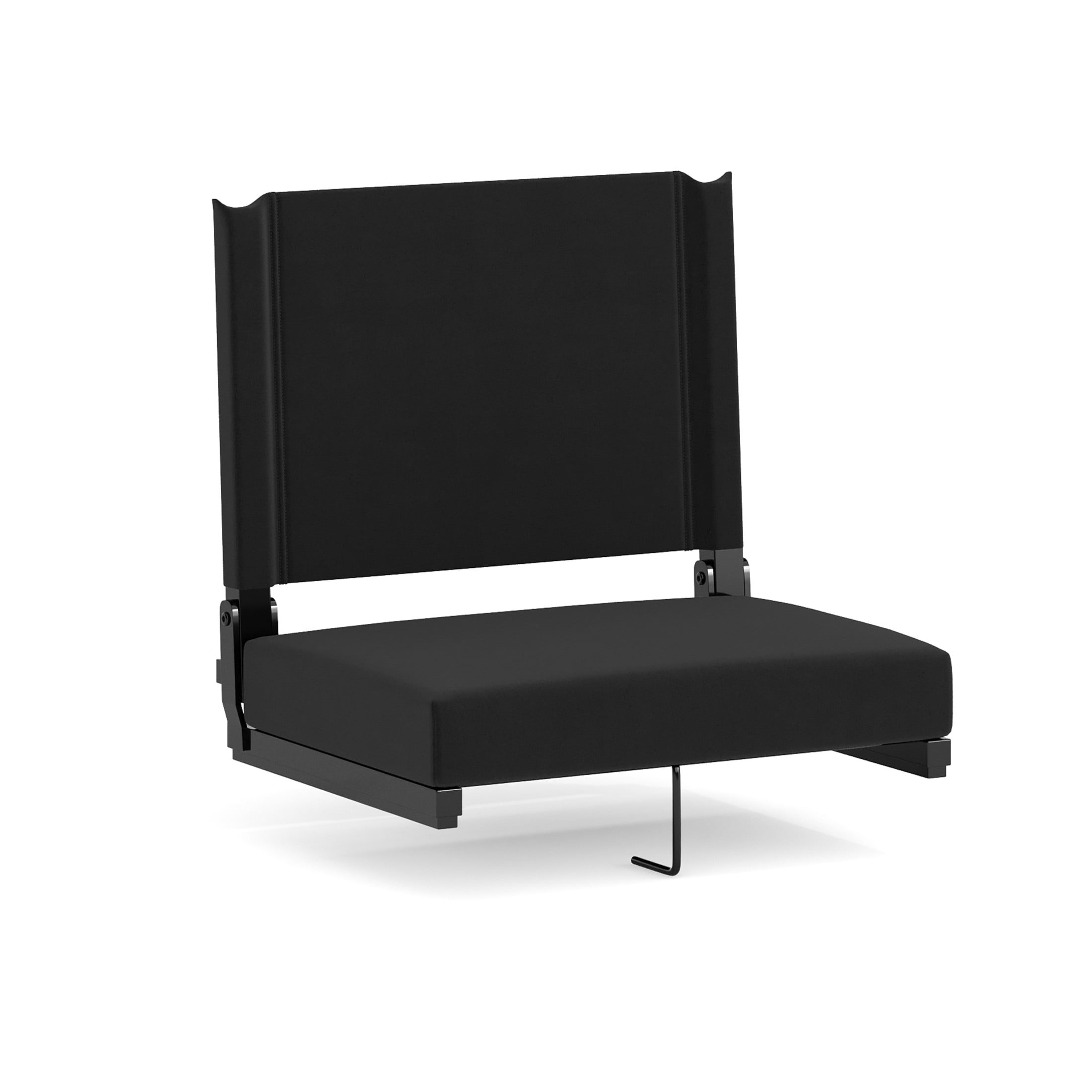 Ultra-Padded Black Fabric Stadium Chair with Aluminum Frame