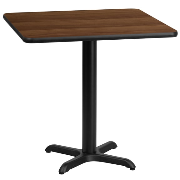Flash Furniture Graniss 30'' Square Walnut Laminate Table Top with 22'' x 22'' Table Height Base