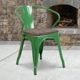 thumbnail image 1 of Flash Furniture Green Metal Chair with Wood Seat and Arms, 1 of 6