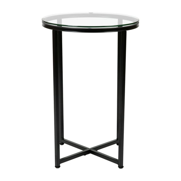Flash Furniture Greenwich Contemporary End Table, Clear/Matte Black