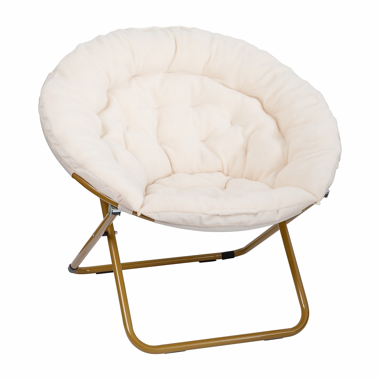 Flash Furniture Gwen Sherpa Folding Saucer Moon Chair Ivory / Soft Gold