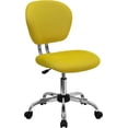 thumbnail image 1 of flash furniture mid-back yellow mesh swivel task chair with chrome base, 1 of 4