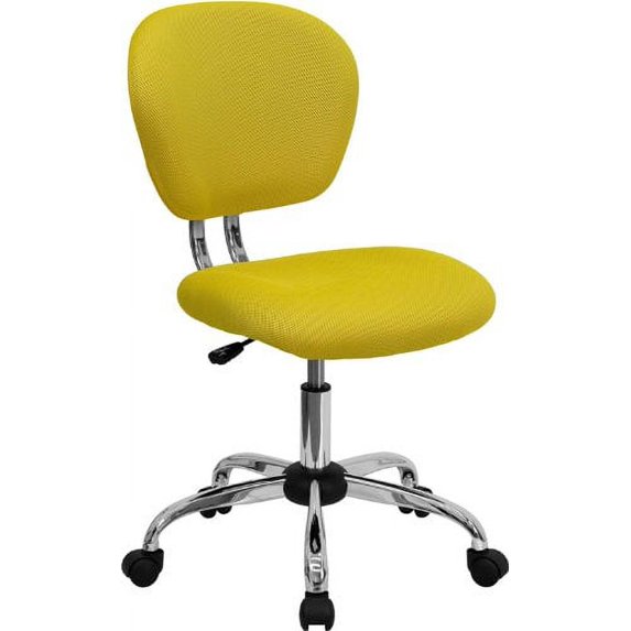 flash furniture mid-back yellow mesh swivel task chair with chrome base