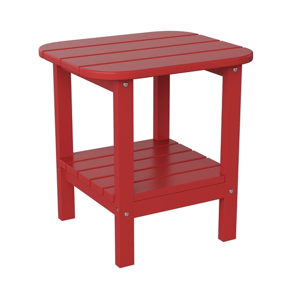 Flash Furniture HDPE 2-Tier Adirondack Side Table - All-Weather - Indoor/Outdoor Red