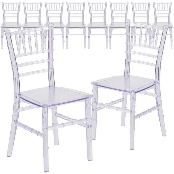 Flash Furniture HERCULES 10 Pack Child’s Transparent Crystal Resin Party and Event Chiavari Chair for Commercial & Residential Use