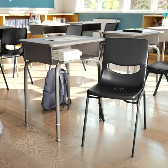 Flash Furniture HERCULES 24"W Student Desk w/ Classroom Stack Chair Granite Desktop/Silver