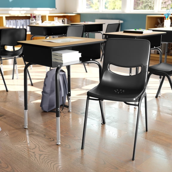 Flash Furniture HERCULES 24"W Student Desk with Classroom Stack Chair Natural Desktop/Black