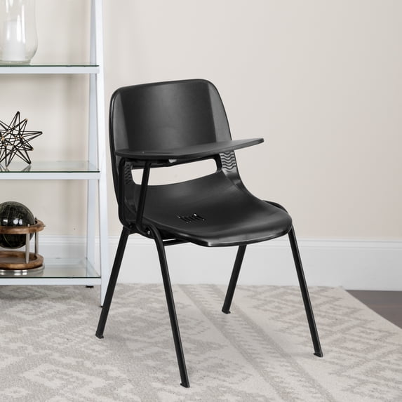 Flash Furniture HERCULES 5 Pack Black Ergonomic Shell Chair with Right Handed Flip-Up Tablet Arm