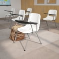 thumbnail image 1 of Flash Furniture HERCULES 5 Pack White Ergonomic Shell Chair with Left Handed Flip-Up Tablet Arm, 1 of 13