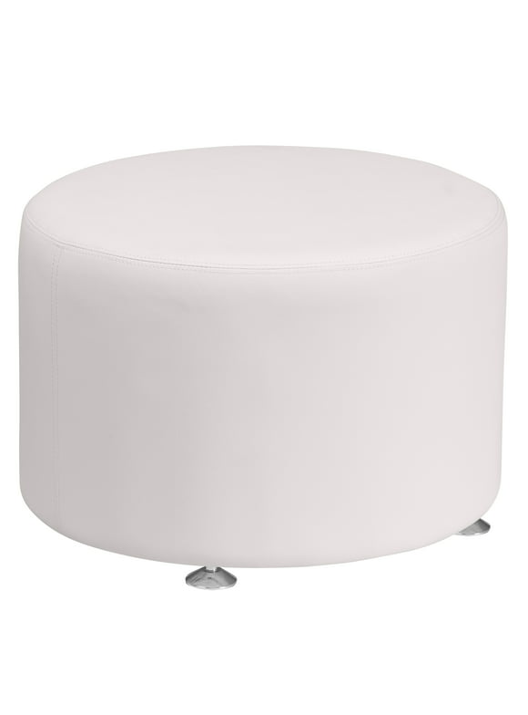 Flash Furniture HERCULES Alon Series Melrose White LeatherSoft 24'' Round Ottoman