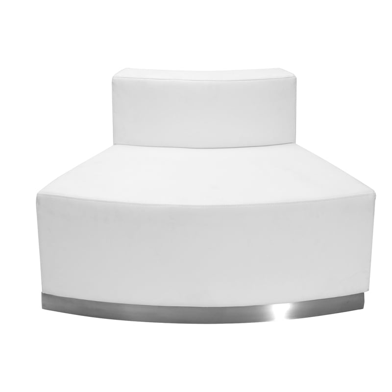 White LeatherSoft Convex Chair with Stainless Steel Base
