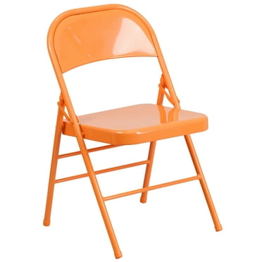 Flash Furniture HERCULES COLORBURST Series Orange Marmalade Triple Braced & Double Hinged Metal Folding Chair