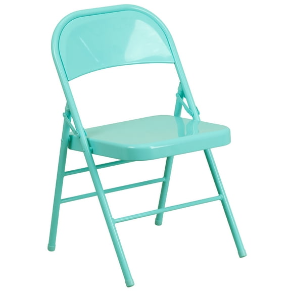 Flash Furniture HERCULES COLORBURST Series Tantalizing Teal Triple Braced & Double Hinged Metal Folding Chair