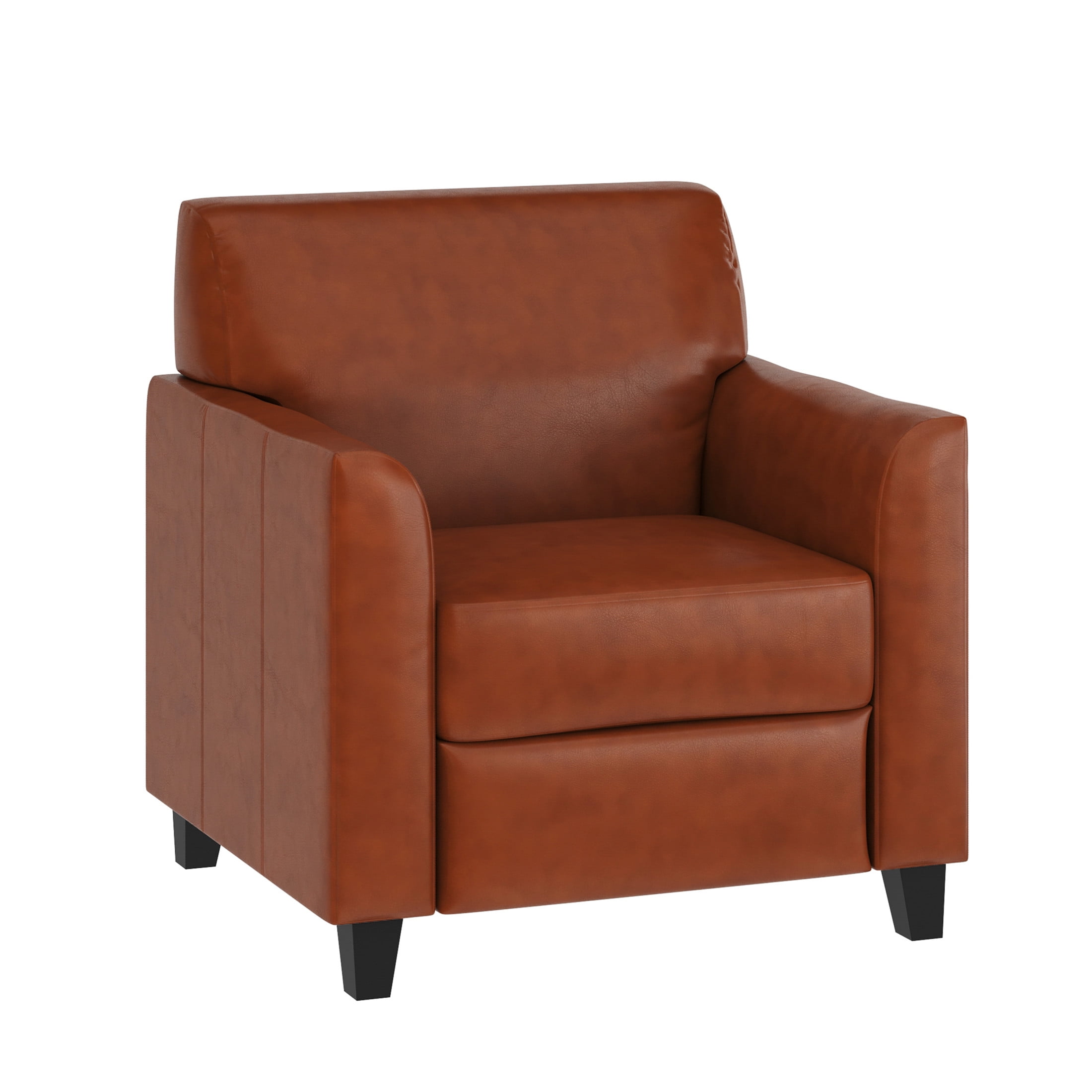 Cognac LeatherSoft Modern Reception Chair with Hardwood Frame