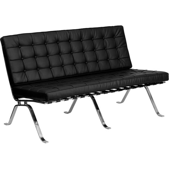 Flash Furniture HERCULES Flash Series Black LeatherSoft Loveseat with Curved Legs