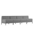 thumbnail image 1 of Flash Furniture HERCULES Imagination Series 4 Piece Gray LeatherSoft Waiting Room Lounge Set with Ganging Clips - Reception Bench with Ganging Clips, 1 of 9