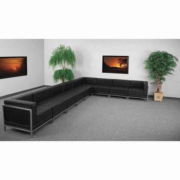 Flash Furniture HERCULES Imagination Series Black Leather Sectional Configuration, 9 Pieces