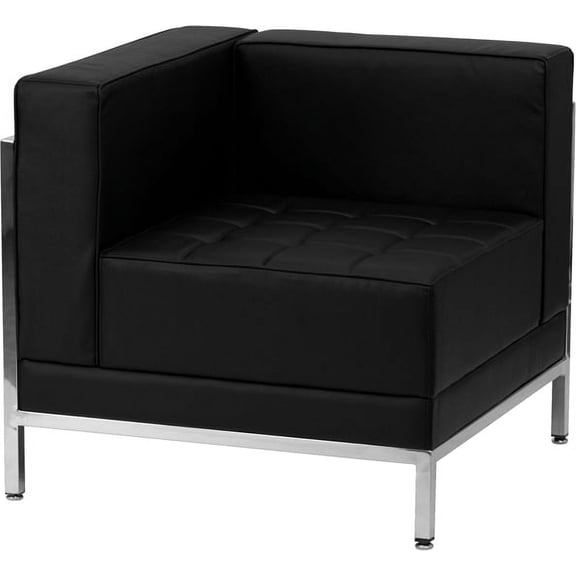 Flash Furniture HERCULES Imagination Series Contemporary Black LeatherSoft Left Corner Chair with Encasing Frame