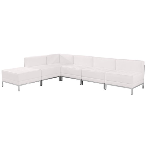 Flash Furniture HERCULES Imagination Series Melrose White Leather Sectional Configuration, 6 Pieces