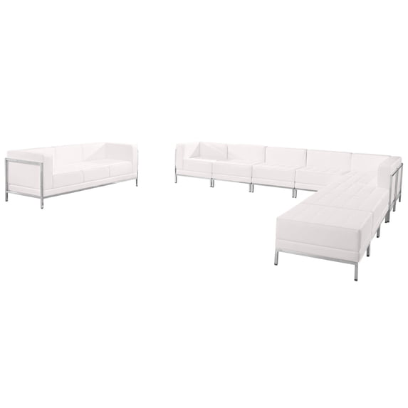 Set of 10 Imagination Series Melrose White Leather Sectional and Sofa 11.75'