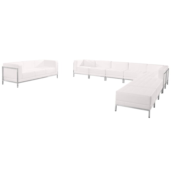 Imagination Melrose White LeatherSoft Sectional  Sofa Set, 10 Pieces