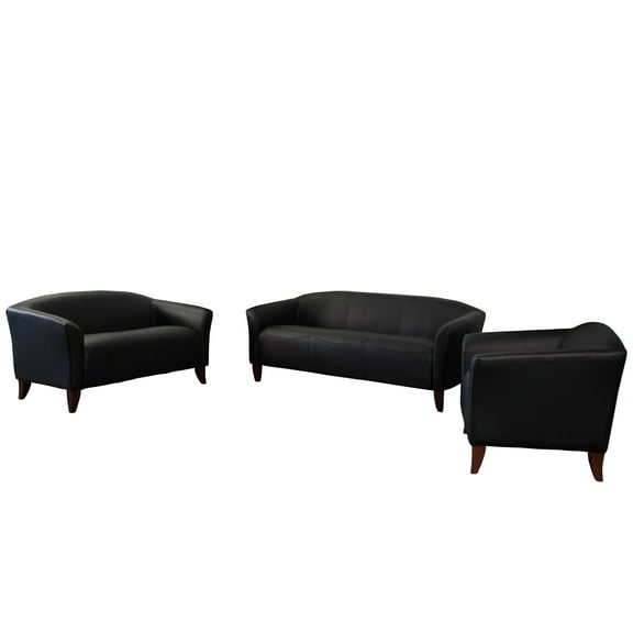 Flash Furniture HERCULES Imperial Series Reception Set in Black LeatherSoft