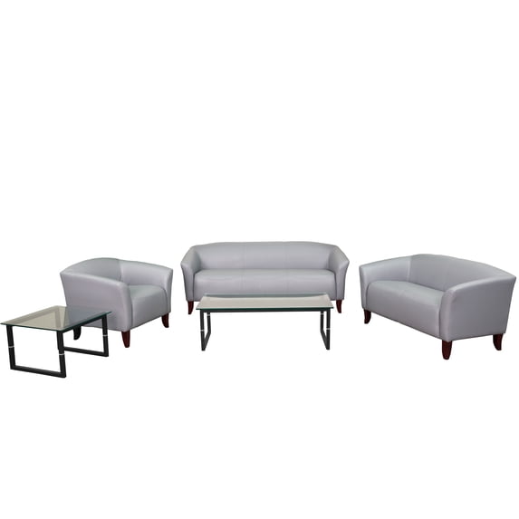 Flash Furniture HERCULES Imperial Series Reception Set in Gray LeatherSoft