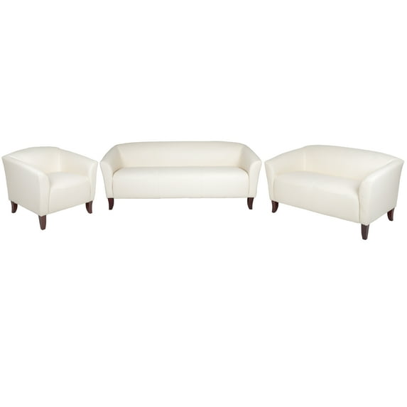 Flash Furniture HERCULES Imperial Series Reception Set in Ivory LeatherSoft