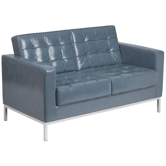 Flash Furniture HERCULES Lacey Series Contemporary Gray LeatherSoft Loveseat with Stainless Steel Frame