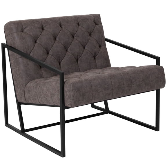 Flash Furniture HERCULES Madison Series Retro Gray LeatherSoft Tufted Lounge Chair