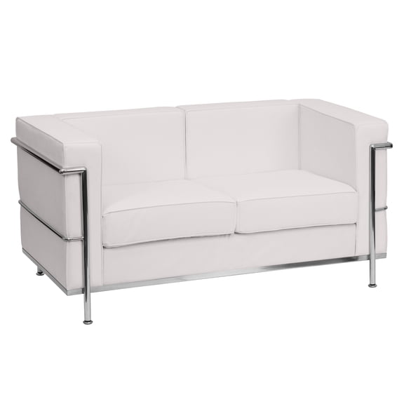 Flash Furniture HERCULES Regal Series Contemporary Melrose White LeatherSoft Loveseat with Encasing Frame