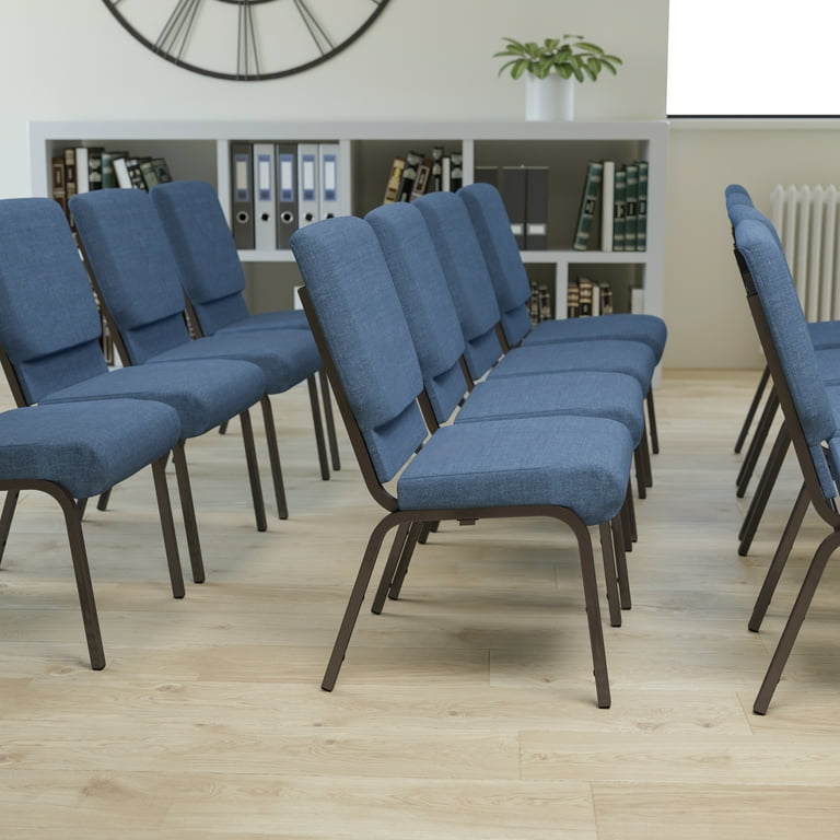 Flash Furniture HERCULES Series 18.5 W Stacking Church Chair in Blue Fabric Gold Vein Frame Walmart