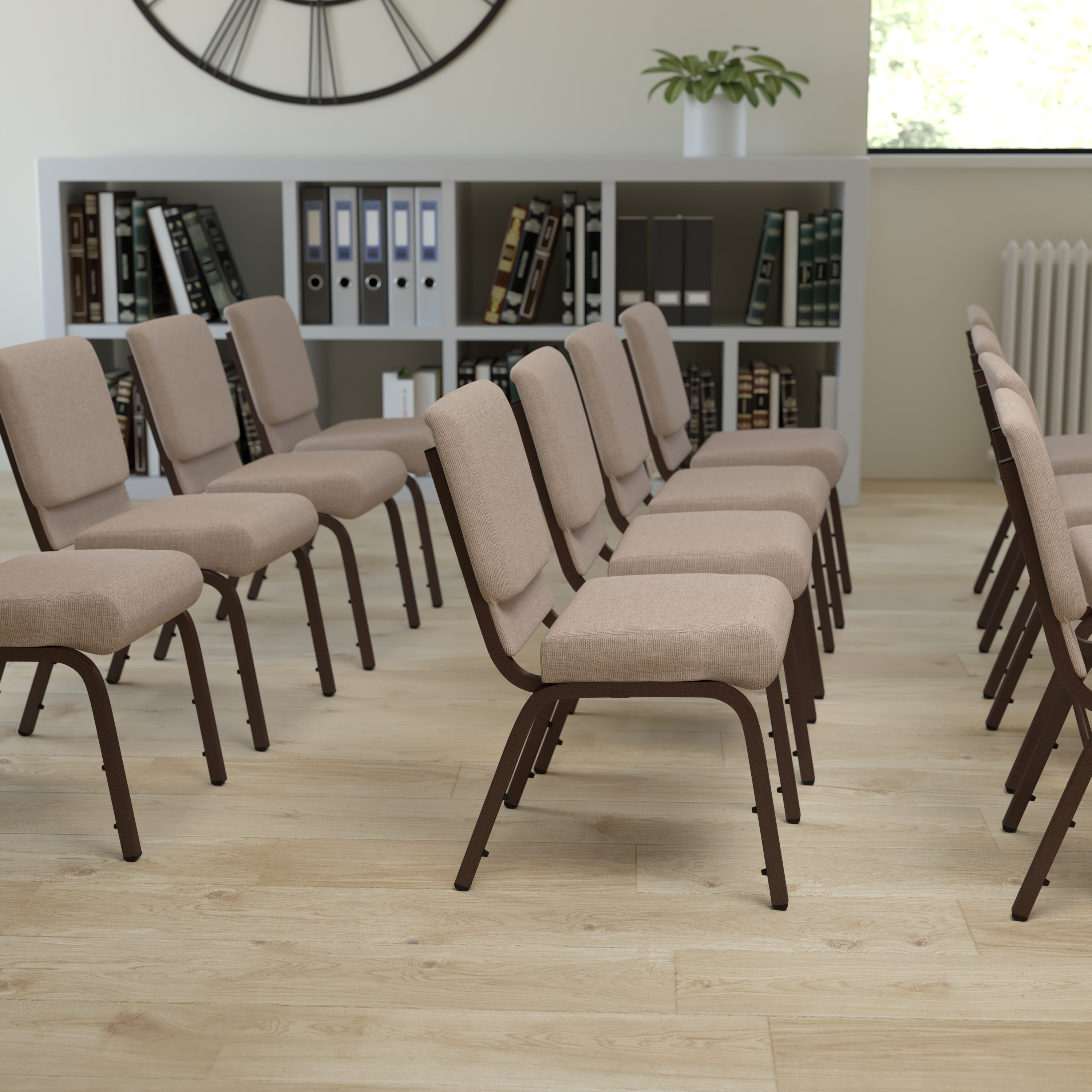 Flash Furniture HERCULES Series 21''W Stacking Church Chair in Beige Fabric - Copper Vein Frame - image 1 of 12