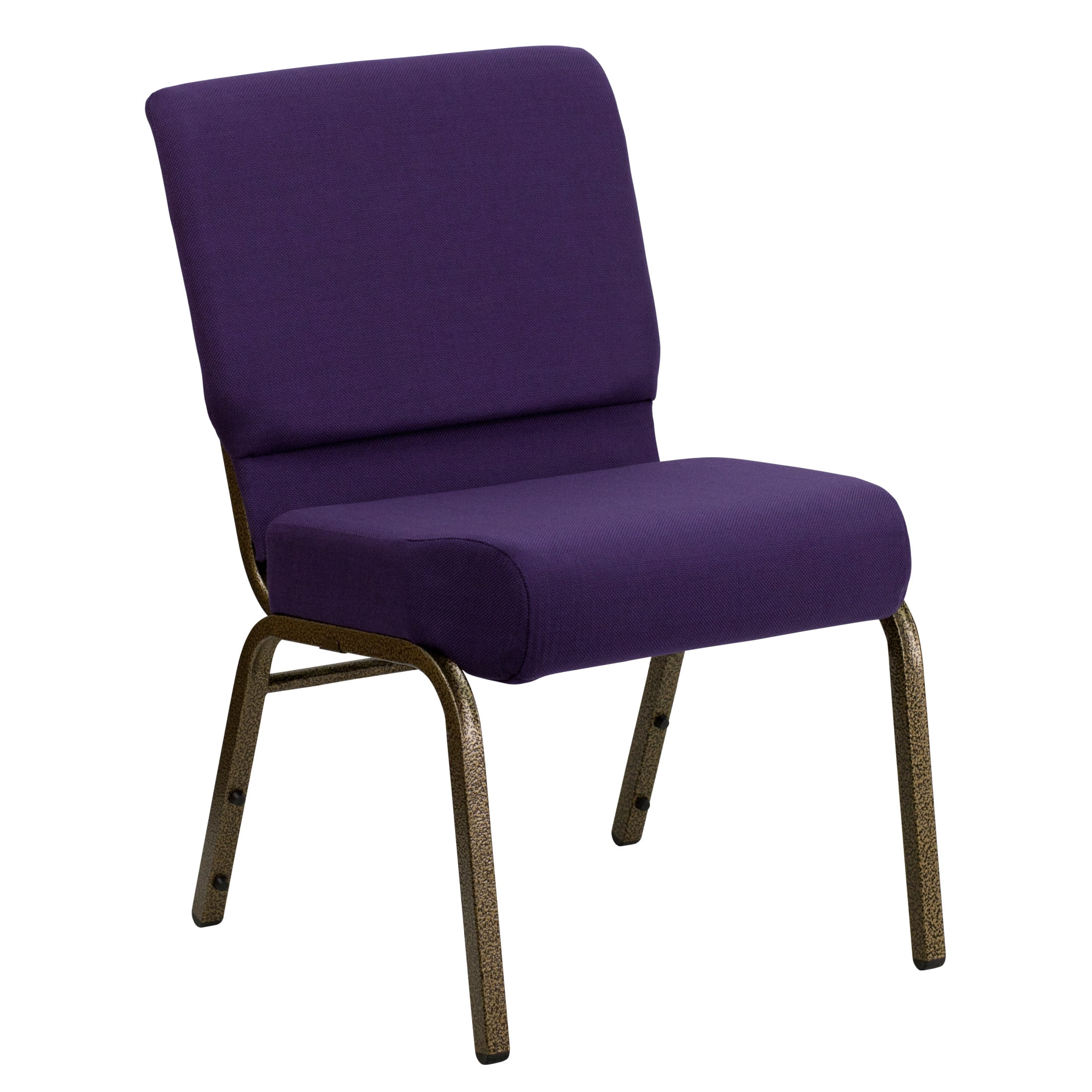 Royal Purple Fabric & Gold Metal Stackable Reception Chair