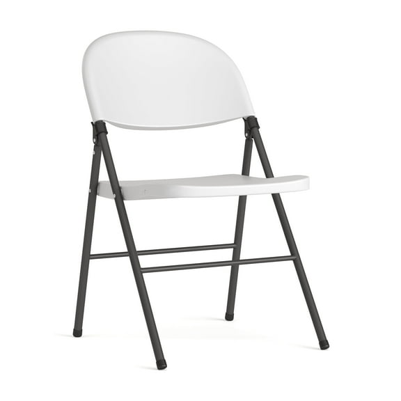 Flash Furniture HERCULES Series 330 lb. Capacity Granite White Plastic Folding Chair with Charcoal Frame