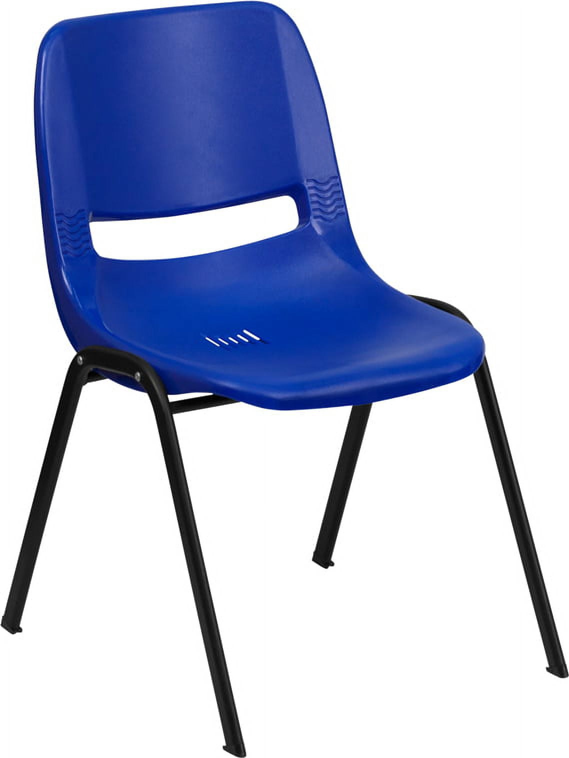 Hercules 440 lb Navy Ergonomic Shell Stack Chair with Black Metal Frame