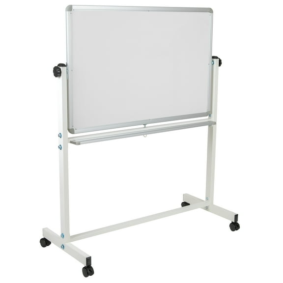 Flash Furniture HERCULES Series 45.25"W x 54.75"H Double-Sided Mobile White Board with Pen Tray