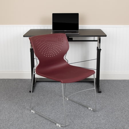 Flash Furniture HERCULES Series 5 Pack 661 lb. Capacity Burgundy Full Back Stack Chair with Gray Powder Coated Frame