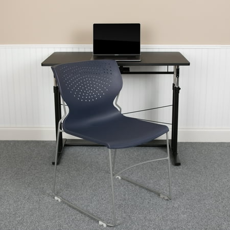 Flash Furniture HERCULES Series 5 Pack 661 lb. Capacity Navy Full Back Stack Chair with Gray Powder Coated Frame