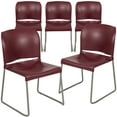 thumbnail image 1 of Flash Furniture HERCULES Series 5 Pack 880 lb. Capacity Burgundy Full Back Contoured Stack Chair with Gray Powder Coated Sled Base, 1 of 16