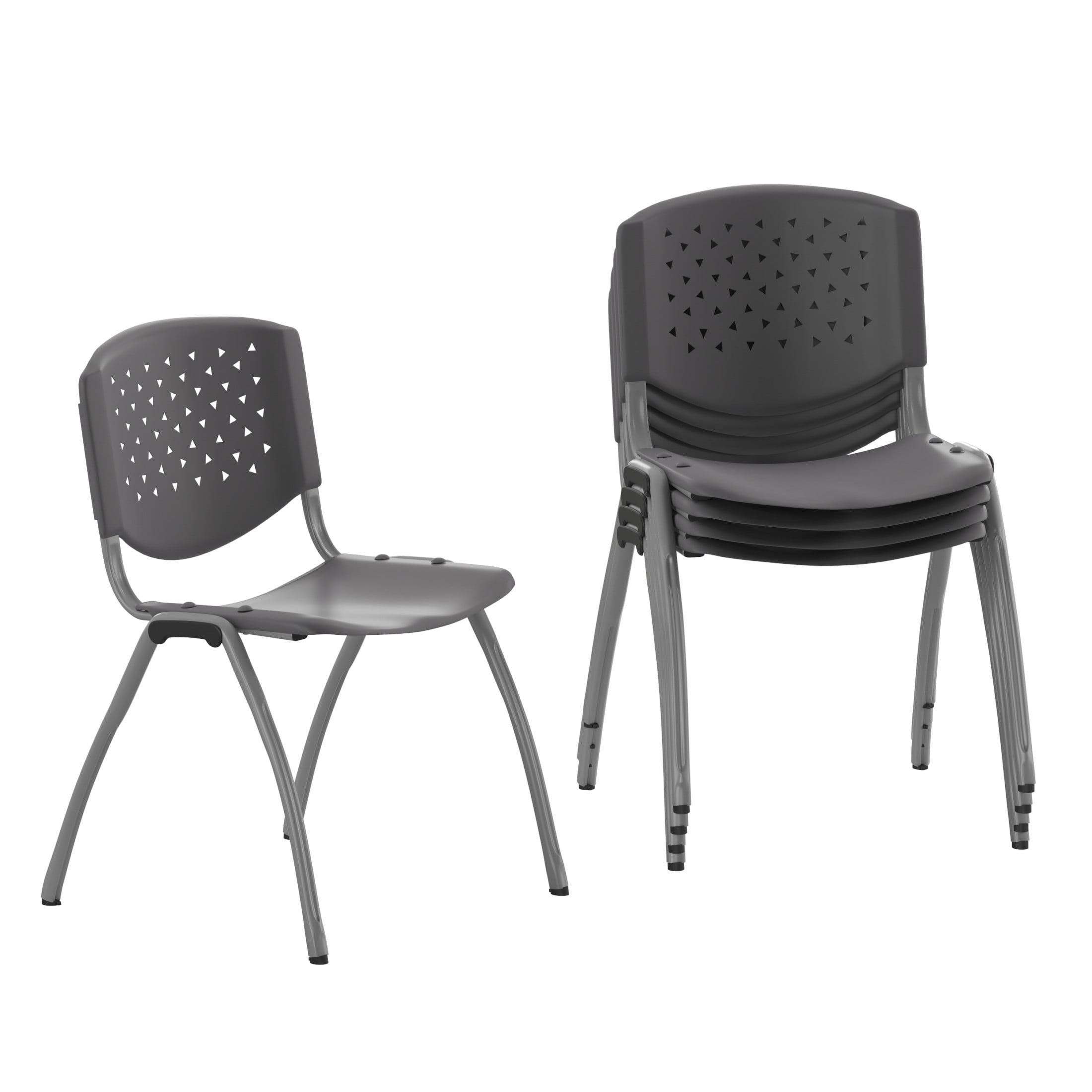 Titanium Gray Ergonomic Armless Stacking Chairs, Set of 5