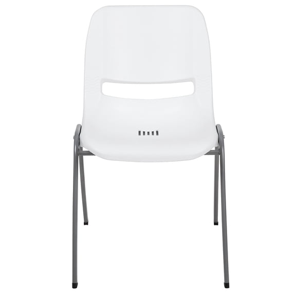 Flash Furniture HERCULES Series 5 Pack 880 lb. Capacity White Ergonomic Shell Stack Chair with Gray Frame