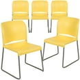 thumbnail image 1 of Flash Furniture HERCULES Series 5 Pack 880 lb. Capacity Yellow Full Back Contoured Stack Chair with Gray Powder Coated Sled Base, 1 of 16