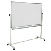Flash Furniture HERCULES Series 64.25"W x 64.75"H Double-Sided Mobile White Board with Pen Tray