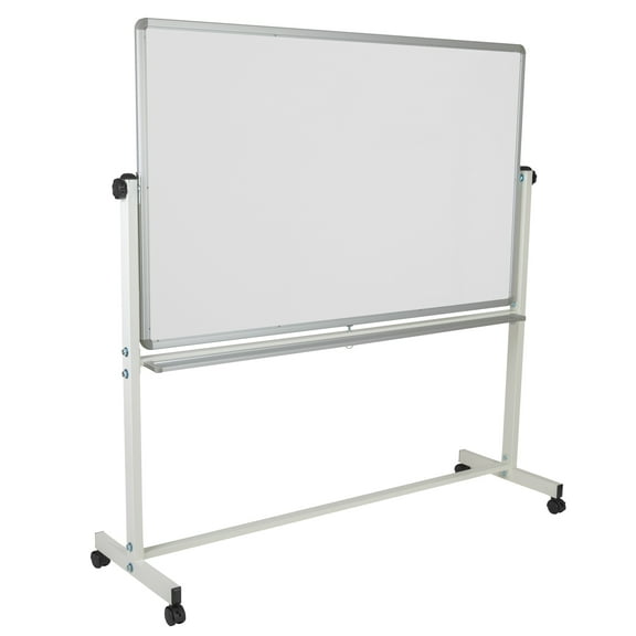 Flash Furniture HERCULES Series 64.25"W x 64.75"H Double-Sided Mobile White Board with Pen Tray