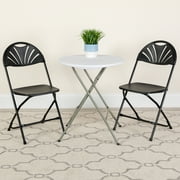 Flash Furniture HERCULES Series 650 lb. Capacity Black Plastic Fan Back Folding Chair